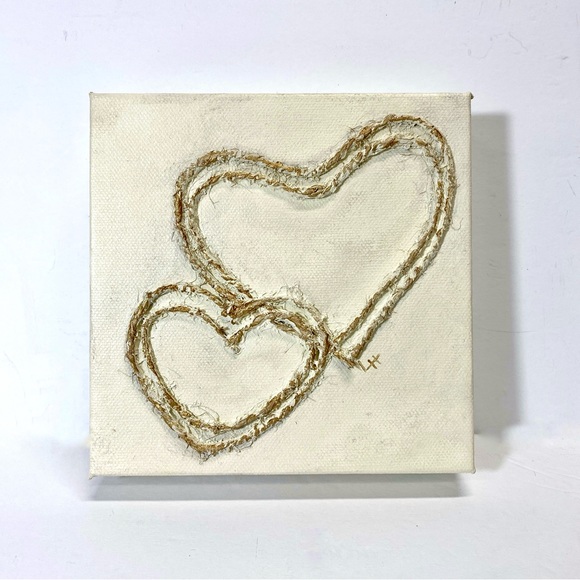 ORIGINAL HANDMADE Multimedia Heart Art on 6”x6”x1.5” Gallery Wrapped Canvas - Picture 8 of 9